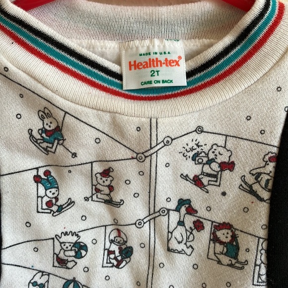 Vintage baby sweatshirt. Skiing animals. - Picture 3 of 7